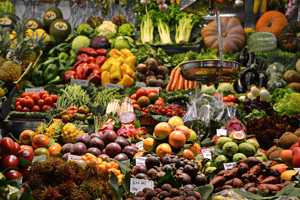 Photo of fruit and vegetables at a market